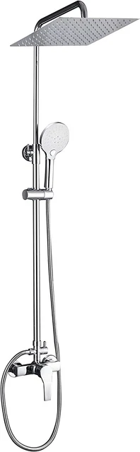 Gotonovo Duscharmatur-Set – 30,5 Cm Quadrat. Regenduschkopf + 2-in-1 Handbrause, Chrom, Für Deckenmontage