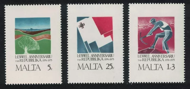 SALE Malta First Anniversary of Republic 3v 1975 MNH SG#552-554