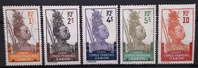 Gabon Stamp 1910 Congo Francais Collection Scott # 33-37 MINT and Used