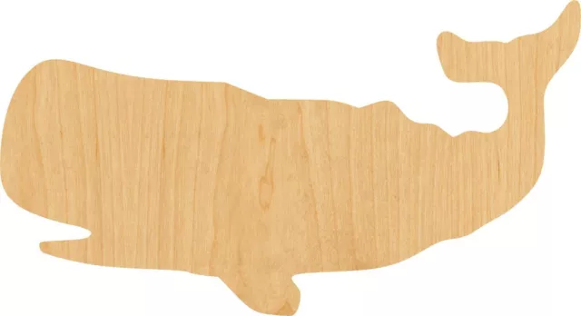 Whale 1 Laser Cut Out Wood Shape Craft Supply - Woodcraft Cutout