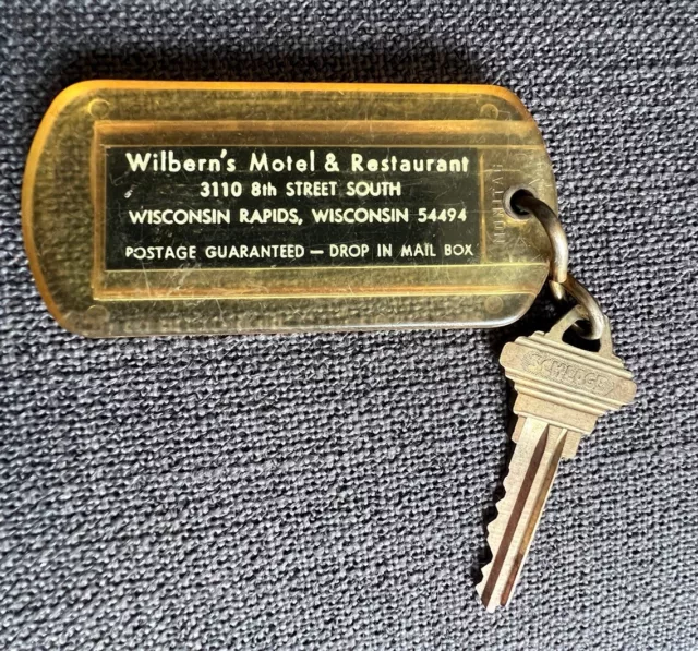 Vintage Wilbern's Motel & Restaurant Wisconsin Rapids WI Hotel Key & FOB RM 120