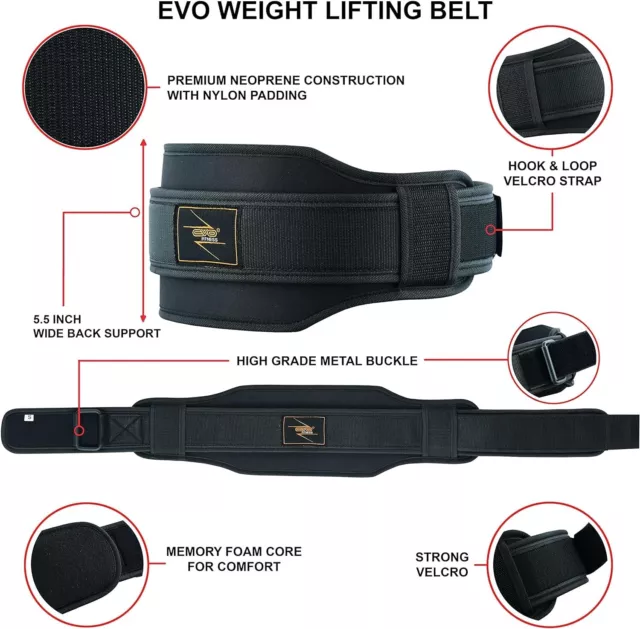 Weight Lifting Belt Neoprene Gym Fitness Workout Double Support Brace 3