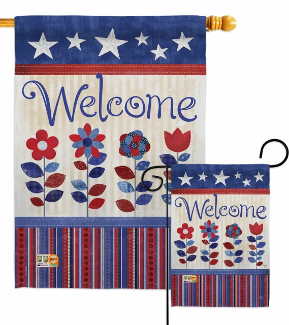 Welcome Patriotic Garden Flag Star and Stripes Decorative Gift Yard House Banner