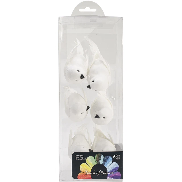 Mushroom Birds W/Clip 3" 6/Pkg-White Doves -MD21237