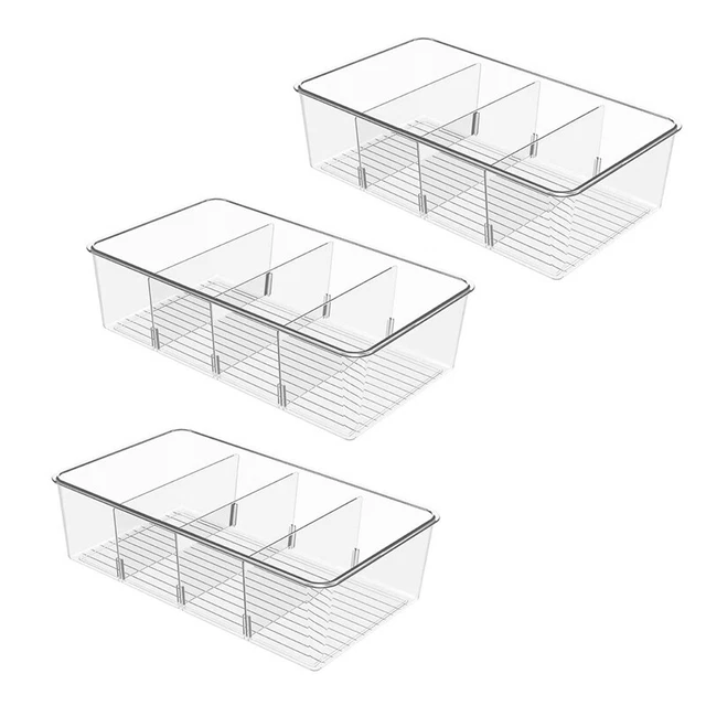 Lot de 3 Bacs de Rangement pour RéFrigéRateur - Organiseur de Collation TranspQ2