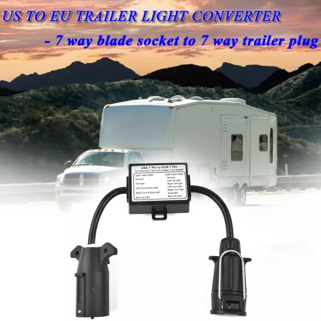 1 Stk. Trailer Light Converter US 7-Wege Flachsteckdose Auf EU 7-Pin Rundstecker