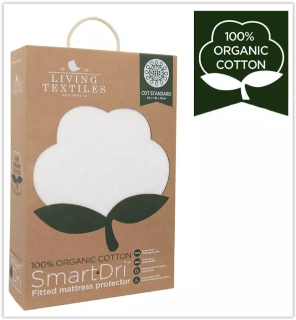 Protector de colchón para cuna Living Textiles Smart-Dri blanco 52""L x 27""W x 9""H