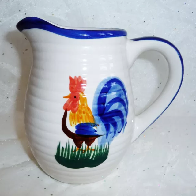 Rooster Pitcher Vase Jug Farmhouse Poutry Barnyard Ceramic Pottery Alco Industri
