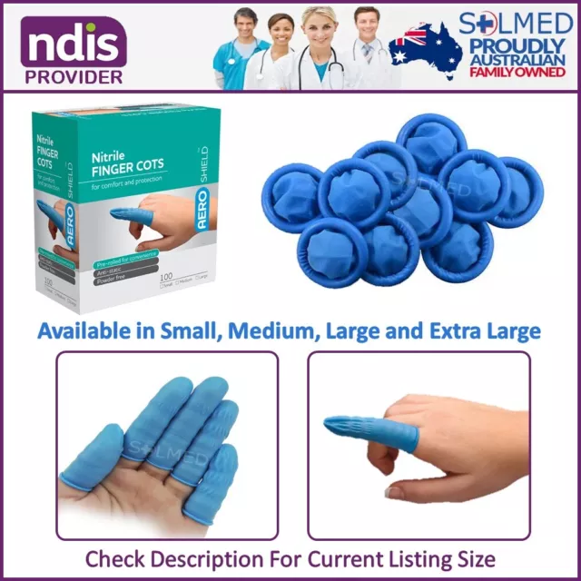 100 X Finger Cots Blue Nitrile Extra Large Latex Free Finger Condom Aeroshield