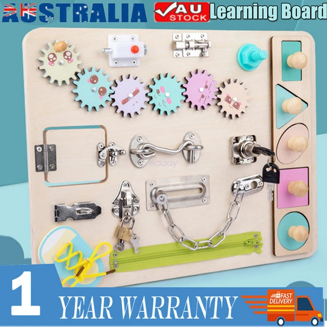 WOODEN MONTESSORI BUSY Board Early Educational Kids Learning Unlock ...