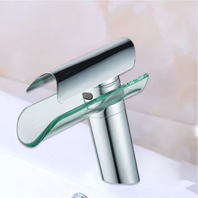 Grifo de vidrio cascada lavabo batería mezcladora baño grifería mezcladora monomando