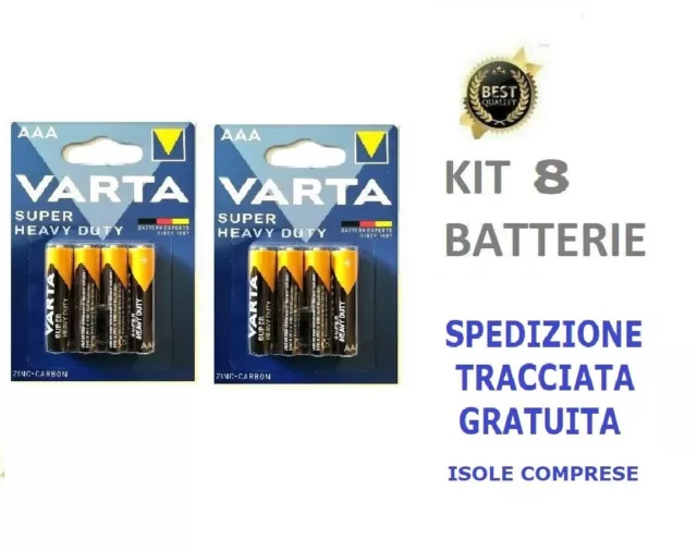 8 x BATTERIE BATTERIA PILE PILA VARTA AAA MINI STILO MINISTILO R03 CON BLISTER