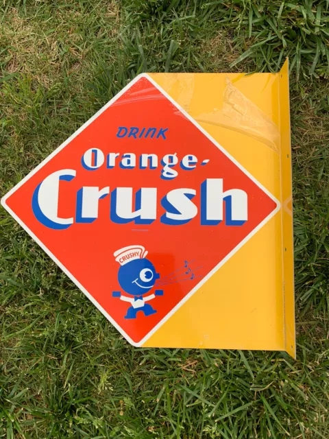 Orange Crush  Nostalgic Vintage Era  Wall Flange Advertising Sign Crushy