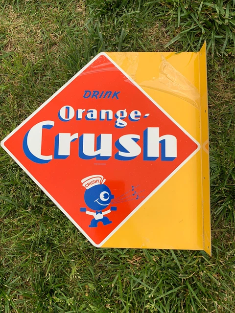 Orange Crush  Nostalgic Vintage Era  Wall Flange Advertising Sign Crushy