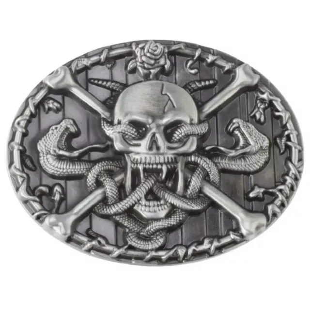 Gürtelschnalle Metal Skull Biker Männer Buckle Belt Totenkopf Gürtel Schlange