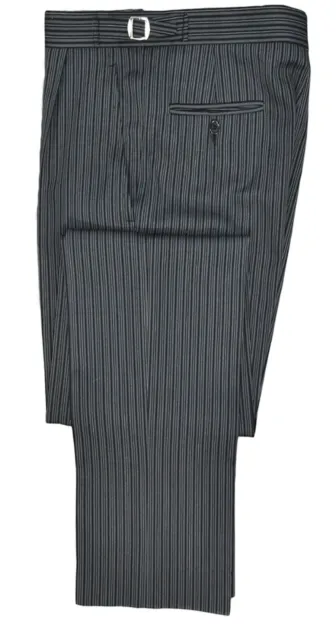 Men's Boys Black Striped Dinner Formal Morning Tails Wedding Prom Party Trousers