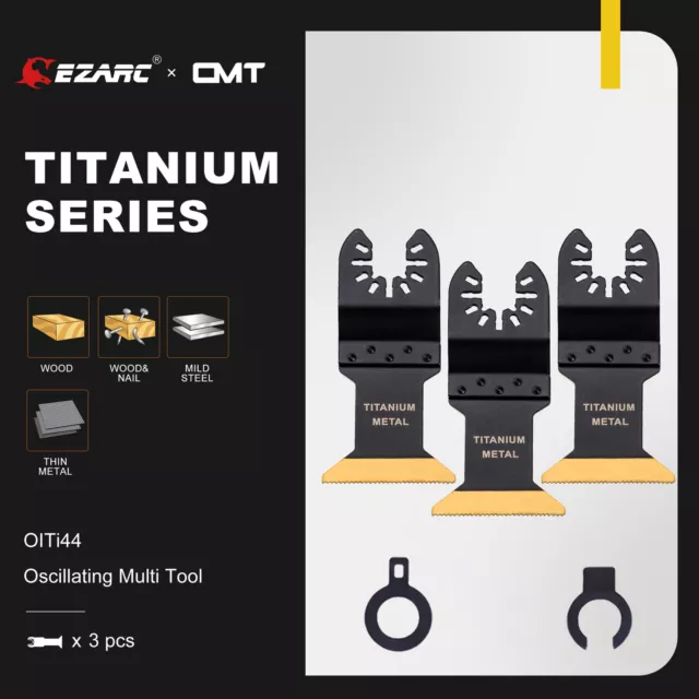 3-Pack EZARC Titanium Oscillating Multitool Blade for Wood Metal Hard Material