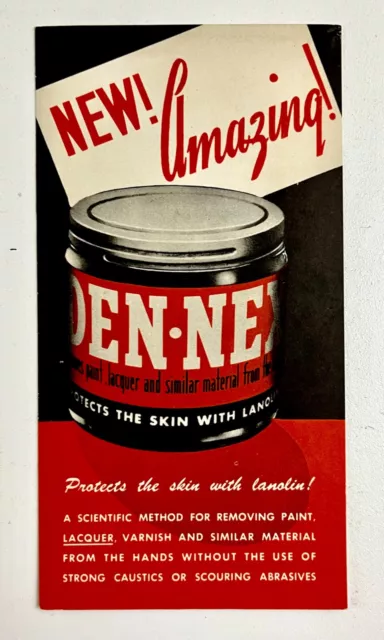 1940s Den-Nex Paint Laquer Remover Skin Protector Dennis Chemical Co Vintage Ad