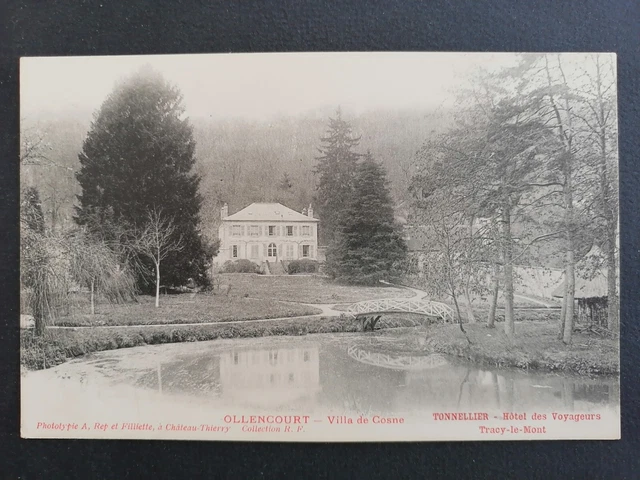 cpa TRACY le MONT Oise OLLENCOURT VILLA de COSNE Hôtel des Voyageurs TONNELLIER