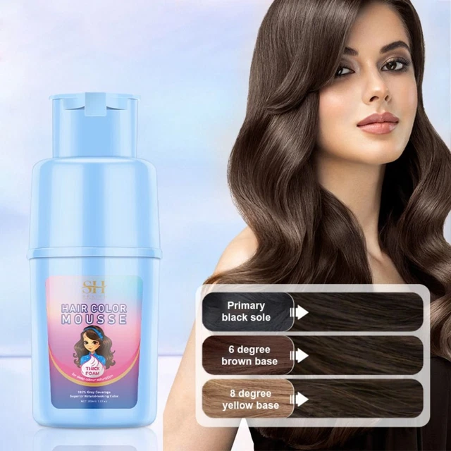 Color de cabello para cubierta de cabello gris burbuja cabello tinte champú planta inmediata