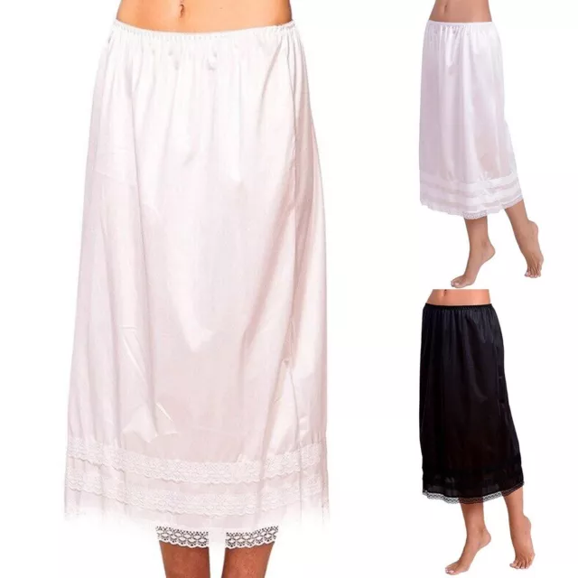 Soild Color Long Skirt Underskirt for Women's Half Slip Petticoat Extender