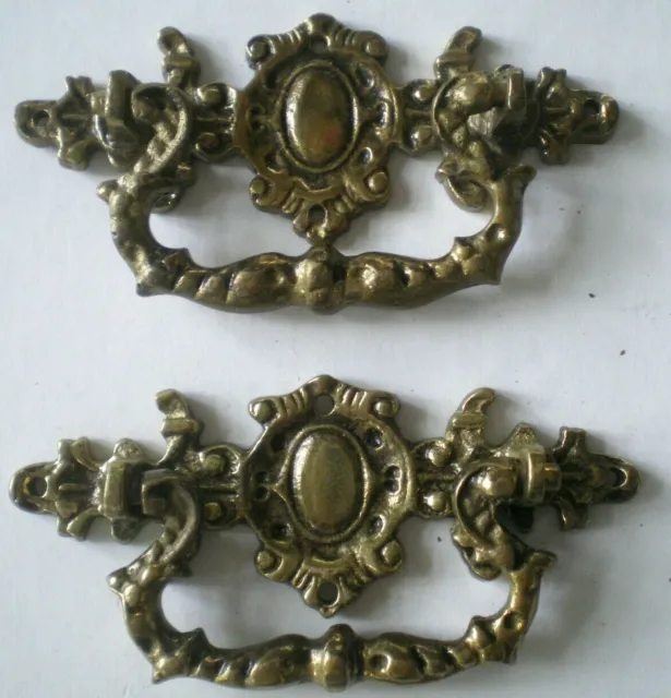 2 Antique Ornate Bronze / Brass Drawer Handle / Pull /  Pulls - Lot Of 2