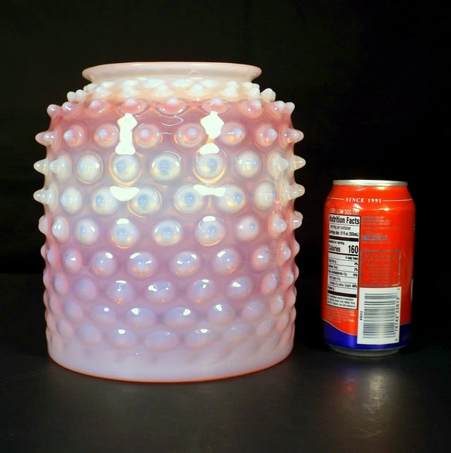 Antique Victorian Pink Opalescent Hobnail Glass Oil Gas 8" Globe Shade 5" Fitter