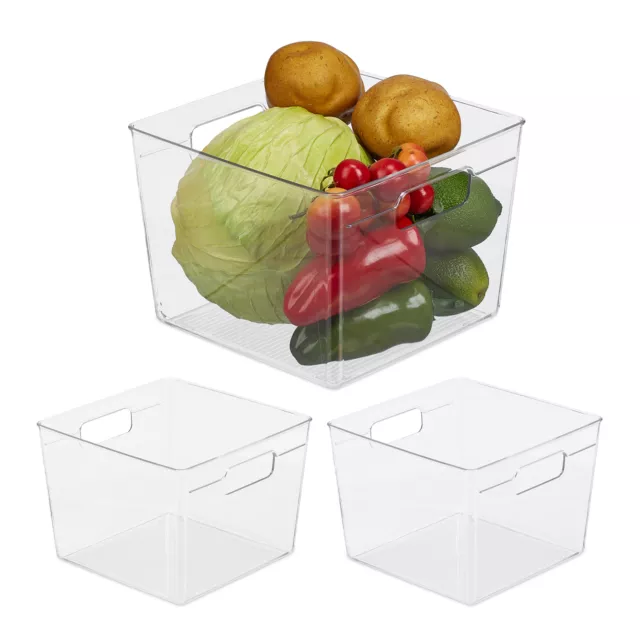 3x organizer frigo contenitore pratico scatola cassetti frigorifero salvaspazio