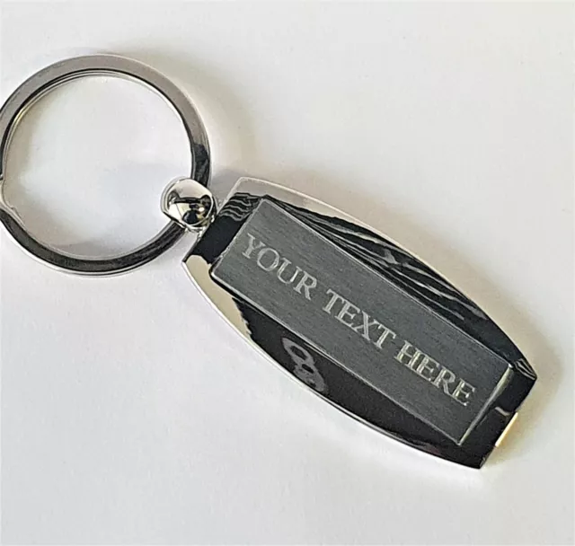 Engraved Heavy Duty Chrome Personalised Keyring Gift Fob Chain Keys keyrings SS5