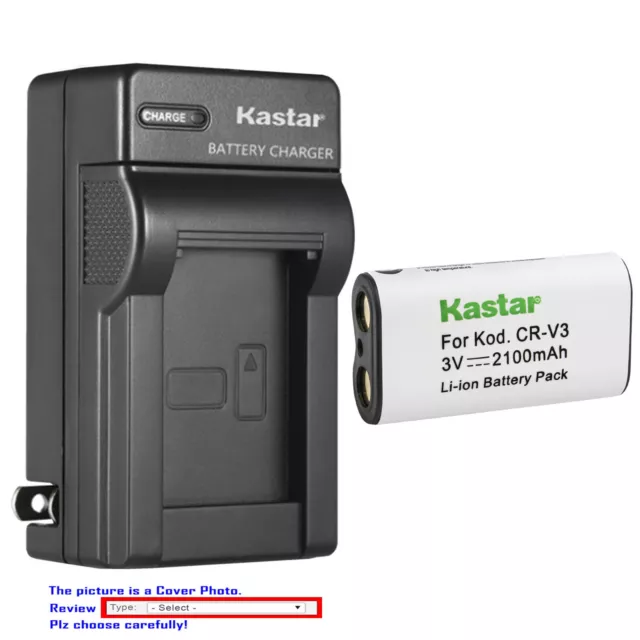 Kastar Battery Wall Charger for Kodak CRV3 EasyShare C653 ZOOM C663 C703 C743