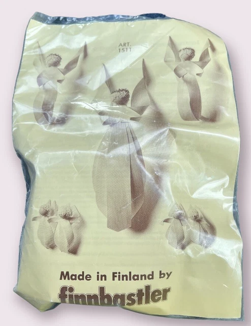 Kit artesanal de ángel de madera moderna de mediados de siglo Finnbastler Finlandia MCM de colección nuevo de lote antiguo
