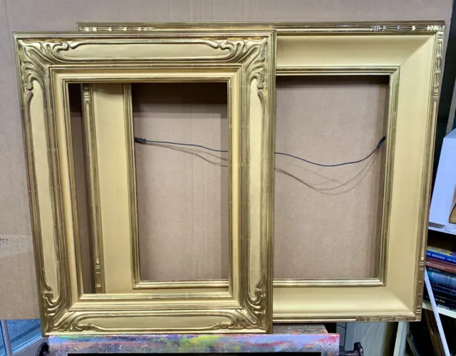 TWO Motyka Arts And Crafts 22kt Gilt Frames Used All Wood Carving