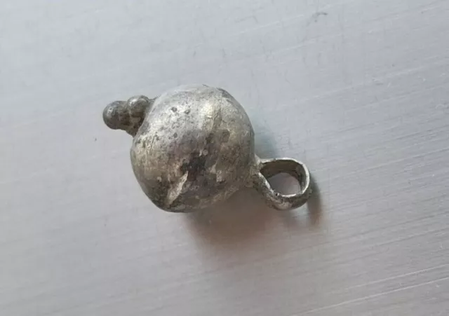 Antique silver button With Pattern, Ancient Artefact Kievan Rus, Roman Empire