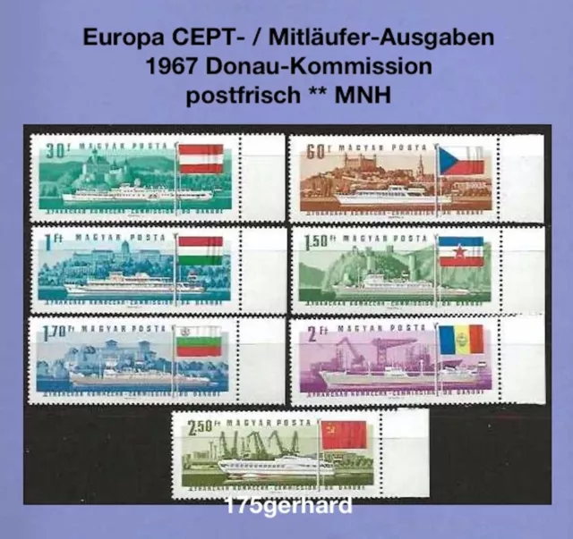 🇩🇪🇬🇧🇮🇹🇪🇸 1967 Ungarn CEPT/Mitläufer - 7 Marken Mi-Nr 2323-2329 A ** MNH