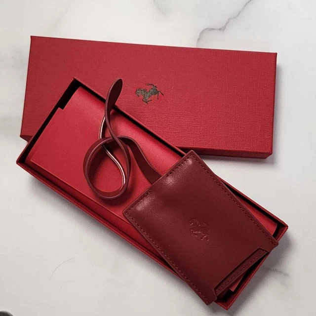 Ferrari Red Leather Name Tag Novlety New