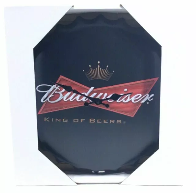 Budweiser Bottle Cap Wall Clock King of Beers Collectible Man Cave Decoration