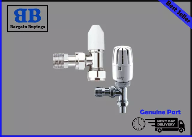 Pegler Bulldog 15mm Angled TRV Thermostatic Radiator Valve  & Lockshield Pack x1