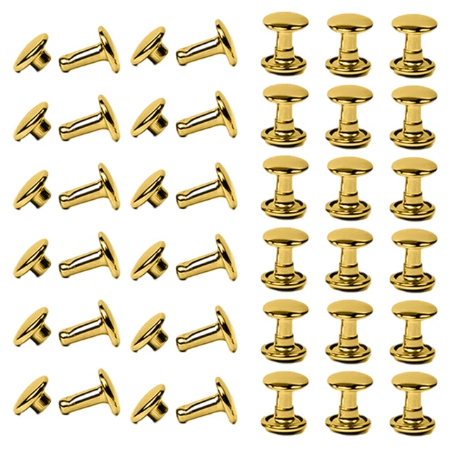 200pcs Key Fob Anti Fade Purses Double Round Cap Tubular Metal Leather Rivets