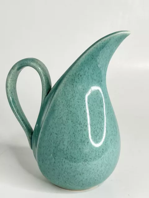 Cottage Pottery Small  Pitcher / Vase Blue w/ Handle Home Decor Kitchen 6”