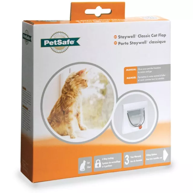 Volet classique pour chat blanc PetSafe Staywell verrouillage manuel 4 voies - pas de tunnel 919EF 2