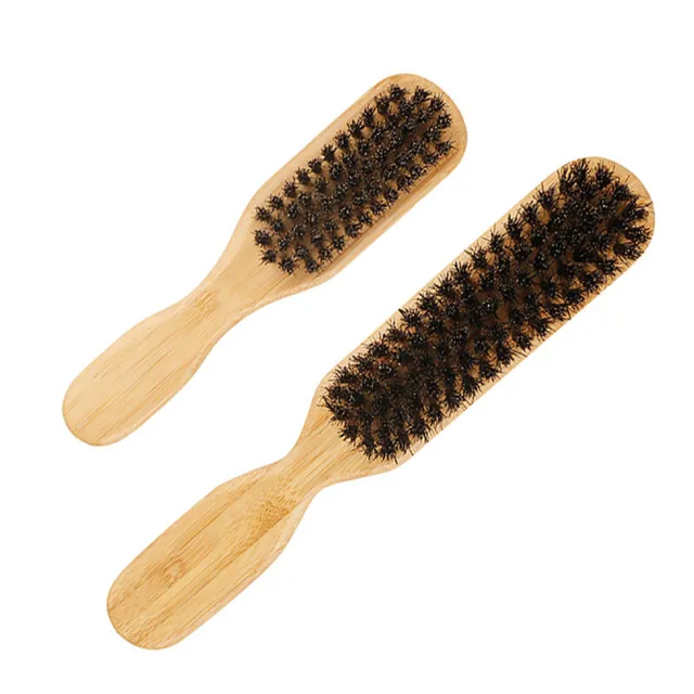 Hair Brush Wood Handle Boar Bristle Beard Brush Comb Detangling Straighte