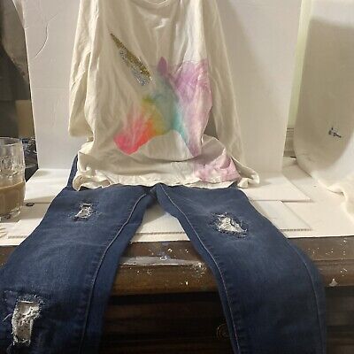 Cat & Jack Girls Jegging Stretch Distressed Blue Denim Jeans Size 4T
