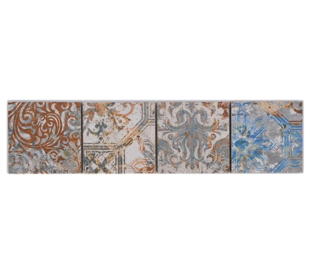 10 Bordures Mosaïque Pop Art Rétro Pour Salle De Bain Et Cuisine - Carreaux Colorés Effet Céramique, 45x288mm