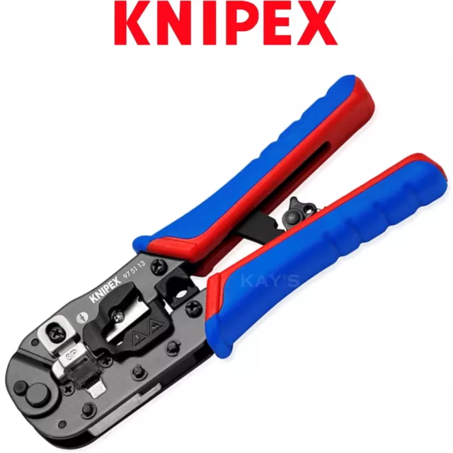 Knipex 97 51 13 Crimping Pliers For RJ45 Western Plugs - Cuts - Strips - Crimps