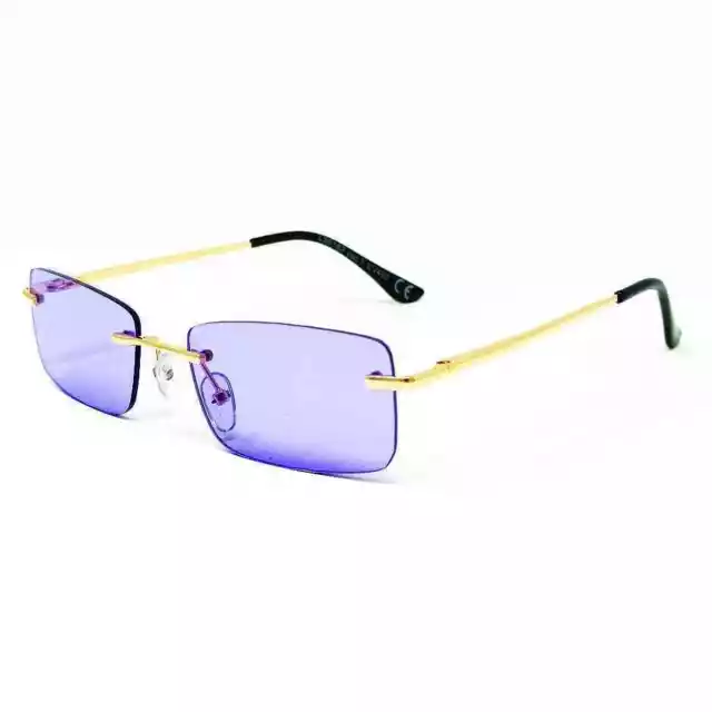 Gafas de sol para hombre y mujer patillas doradas lentes violetas gafas Pif...
