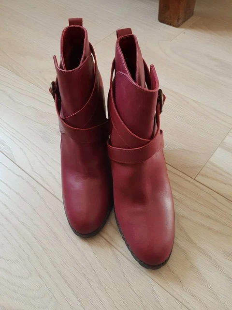 Bottines En Cuir Nubuck Rouge Pintodiblu - Pointure 40, Occasion