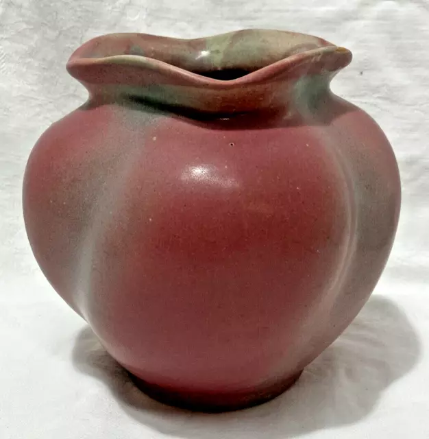 Vintage Brush- McCoy Glo-Art Pottery Vase - Rose Pink & Bluegreen 5 1/2” Tall