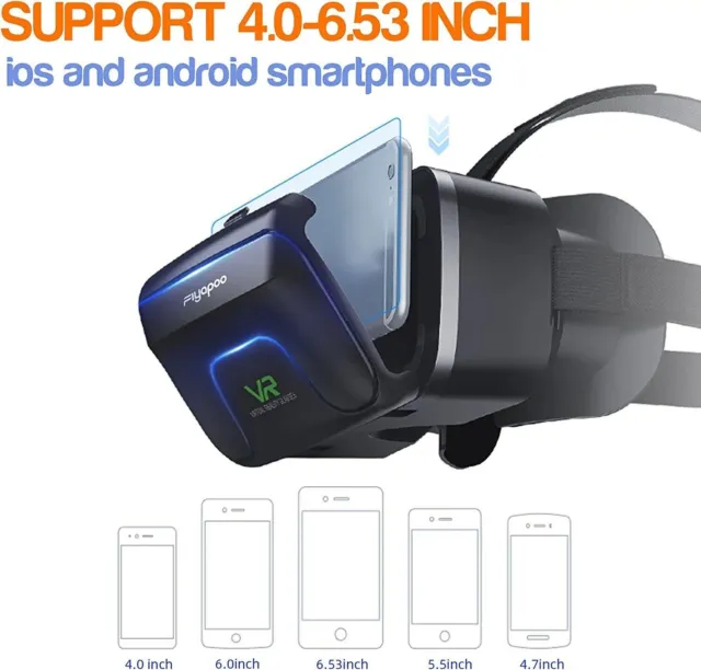 VR Brille mit Kopfhörern Virtual Reality Headset geeignet Für 3D VR FIYAPOO 3