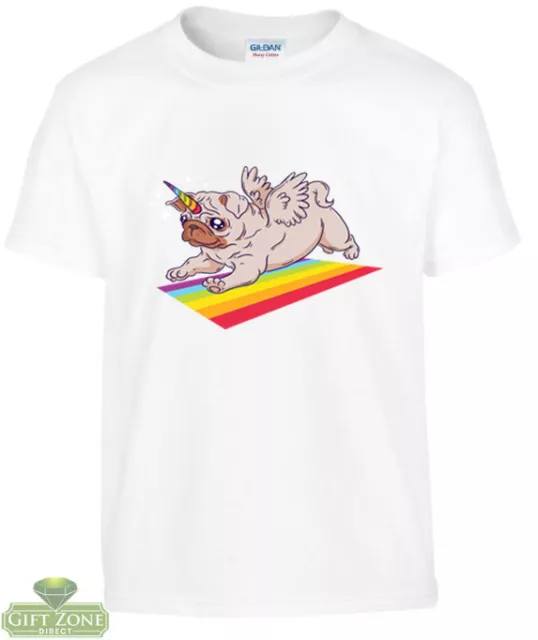 Kids Boys Girls Pug Unicorn T-Shirt