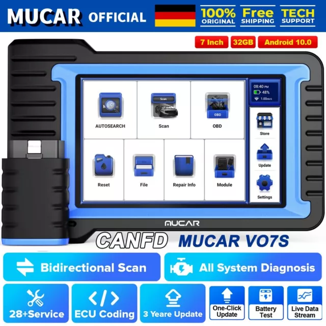 MUCAR VO7 S OBD2 Auto Diagnosegerät Vollständige SYSTEM Scanner Schlüsselcode DE